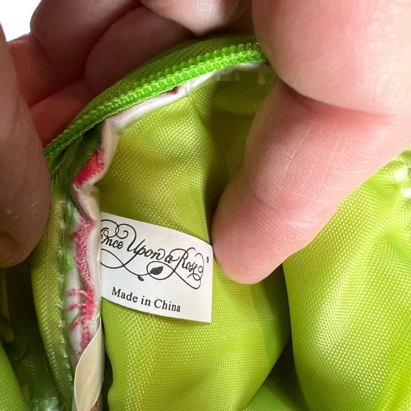 Once Upon A Rose Cosmetic Zip Closure Pouch Set Of 3 Pink Green Polka Dot Bags - Picture 5 of 11